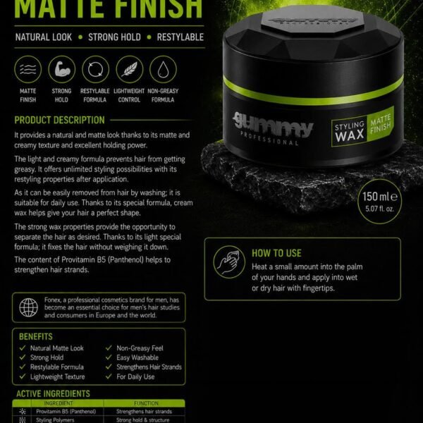 Gummy Styling Wax 150 ml Matte Finish