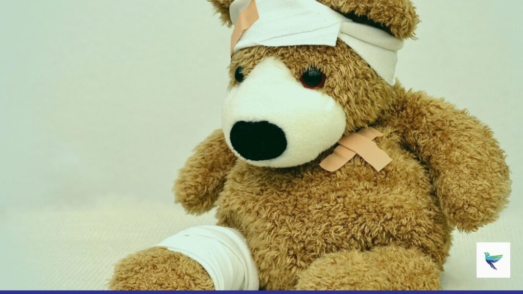 Home Care for Sprains and Swelling Cold pack, elastic bandage and glass of water arranged for home sprain care